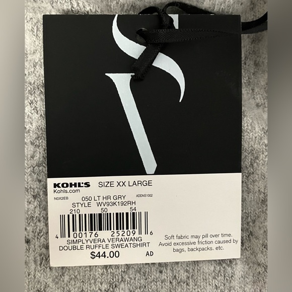 NWT Simply Vera Vera Wang ruffle sweatshirt - Picture 2 of 2